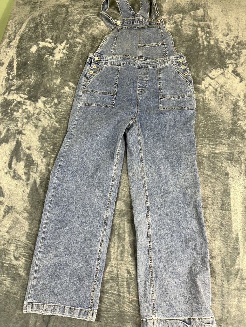 Luvamia Womens Light Wash Denim Overalls Adjustable Straps L